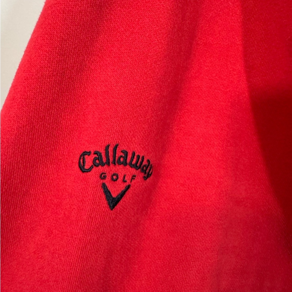 Callaway Men Large Red 1/4 Zip-Up Fleece Sweater - Picture 5 of 7